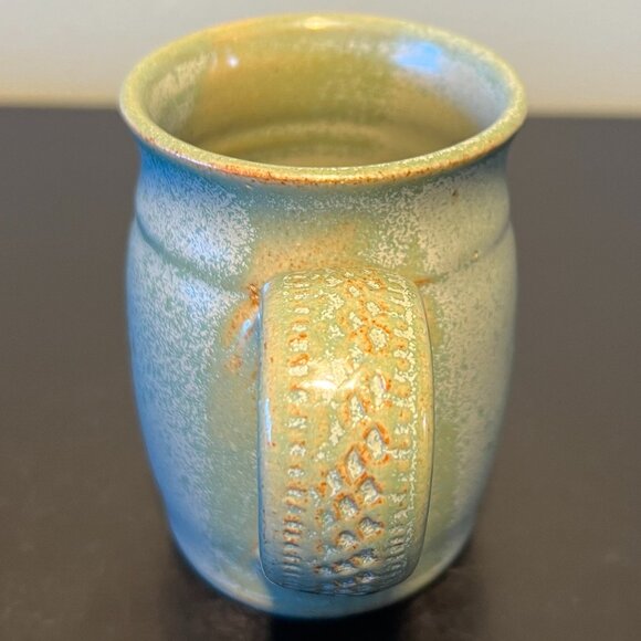 Handcrafted Hand Thrown Studio Art Pottery Mug w/ Celadon Glaze ~ Artist Signed - Picture 12 of 16